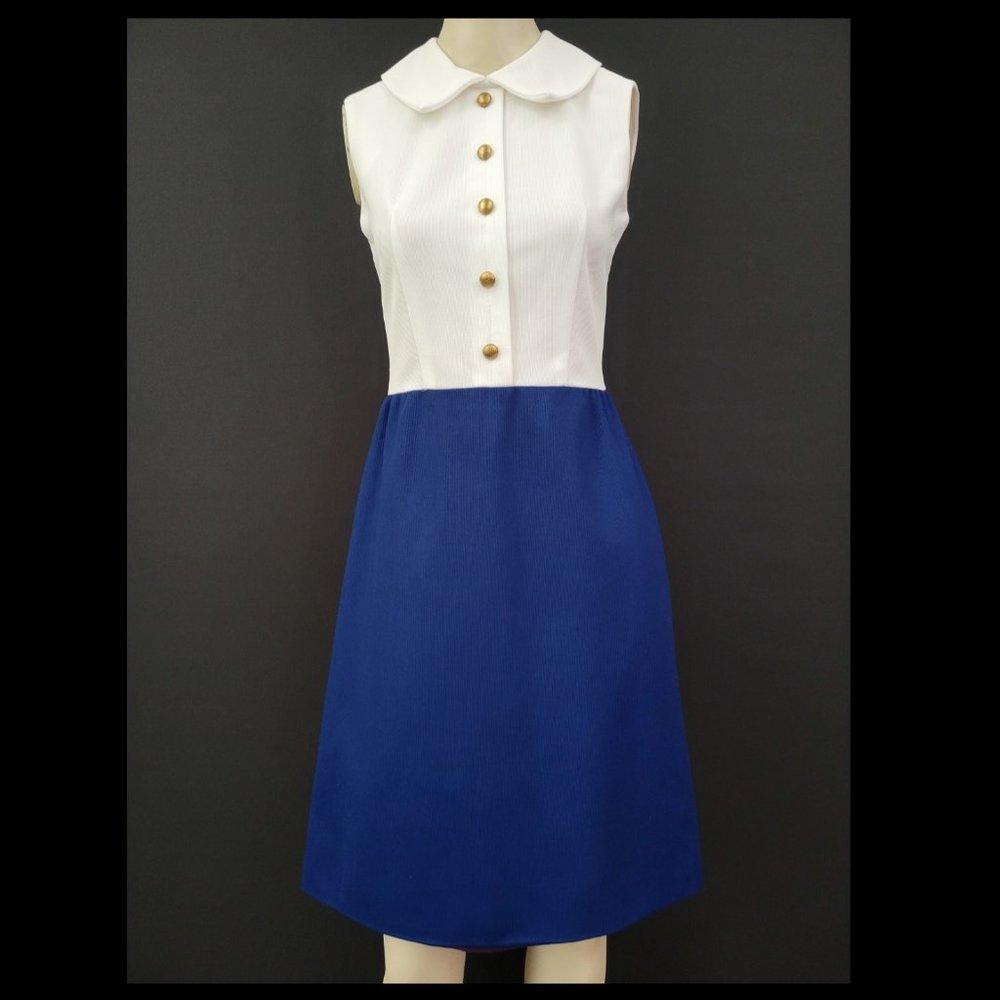 60s Fritzi of California Mod Sleeveless Peter Pan Collar Dress